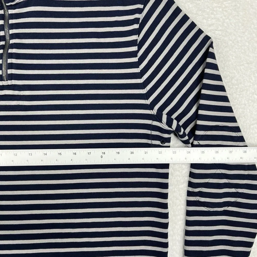 Vintage J Crew‎ Sweater Mens Large Blue Striped 1/4 Zip 80s Heavy Knit Pullover